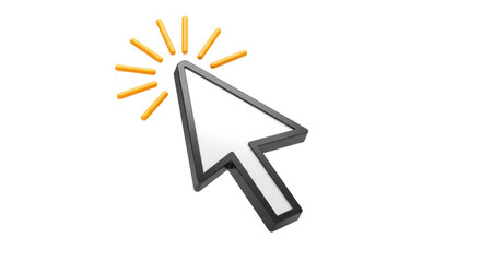 Isolated Glowing White Computer Mouse Cursor