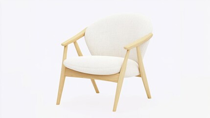 Cozy Minimalist White Chair with Natural Wooden Frame Design