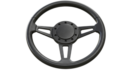 Isolated Black Three-Spoke Car Steering Wheel