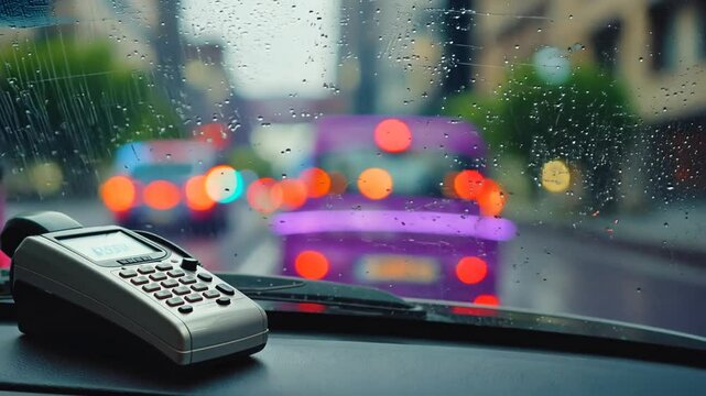 Dataphone in a taxi.