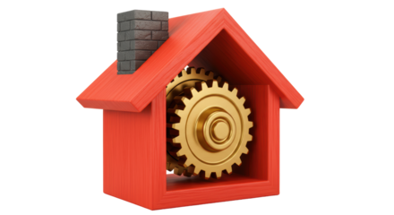 Isolated House Structure Enclosing Golden Gear Mechanism