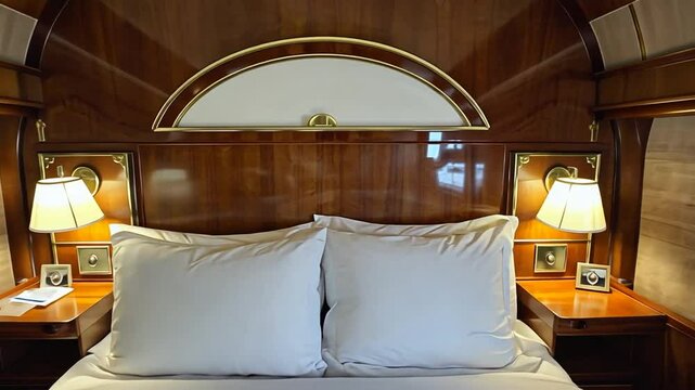 Bed inside a luxury train.