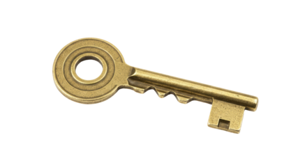 Isolated Antique Gold Key Unlock Secret Solution