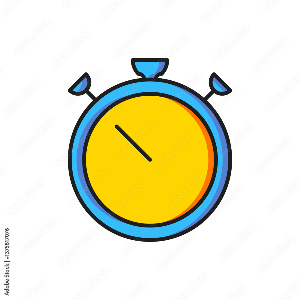 Poster color stopwatch icon isolated on white background. time timer sign. chronometer sign. flat filled ou