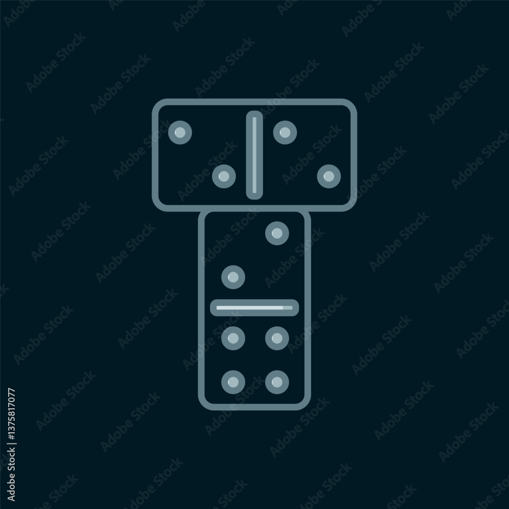 Poster line domino icon isolated on black background. flat filled outline style with shadow. vector