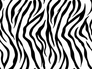 Black zebra skin pattern print, Animal skin texture background, Minimalist wave seamless illustration