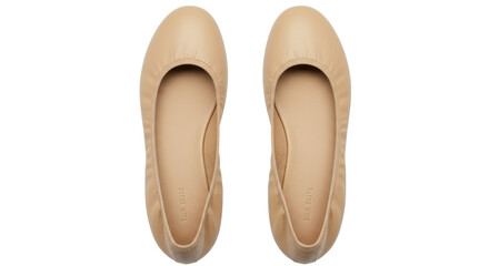 Isolated Pair of Beige Ballet Flats Top View