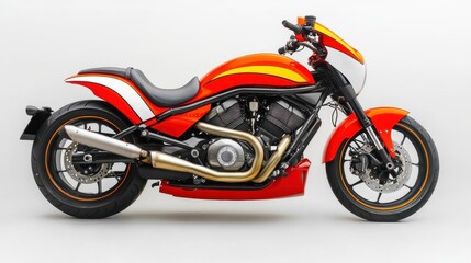 Fototapeta premium Sleek Orange Motorcycle with Stylish Design and Bold Colors