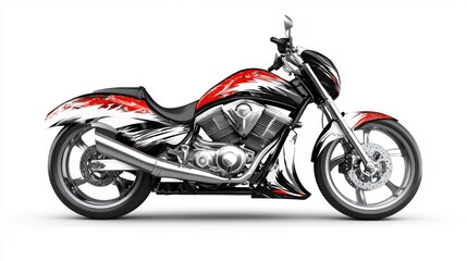 Fototapeta premium Vibrant Custom Motorcycle with Bold Graphics and Sleek Design