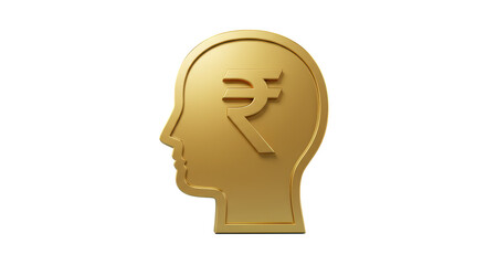 Isolated Silhouette of Head with Indian Rupee Symbol
