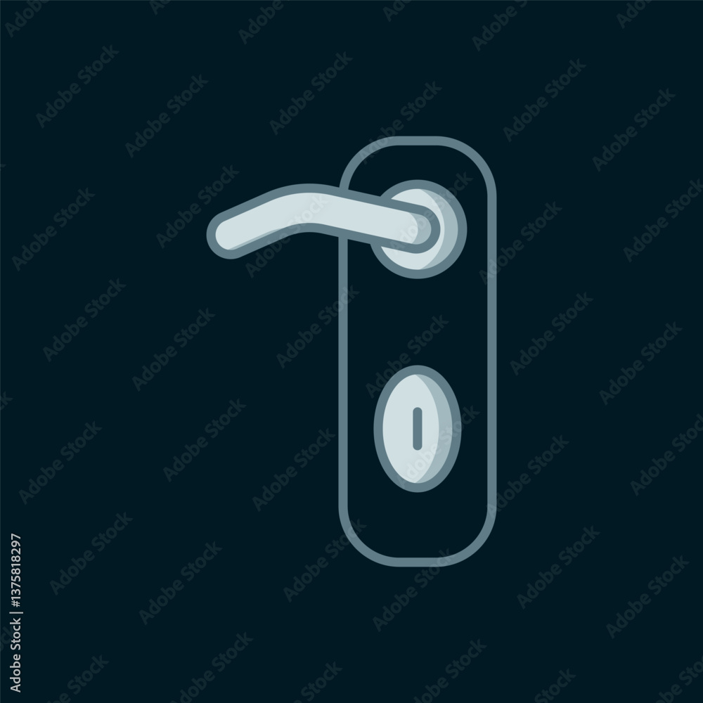 Poster line door handle icon isolated on black background. door lock sign. flat filled outline style with s