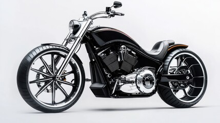 Obraz premium Sleek Custom Motorcycle with Polished Chrome and Bold Design Elements