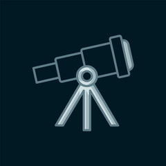 Line Telescope icon isolated on black background. Scientific tool. Education and astronomy element, spyglass and study stars. Flat filled outline style with shadow. Vector