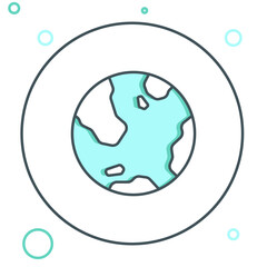 Line Earth globe icon isolated on white background. World or Earth sign. Global internet symbol. Geometric shapes. Colorful outline concept. Vector