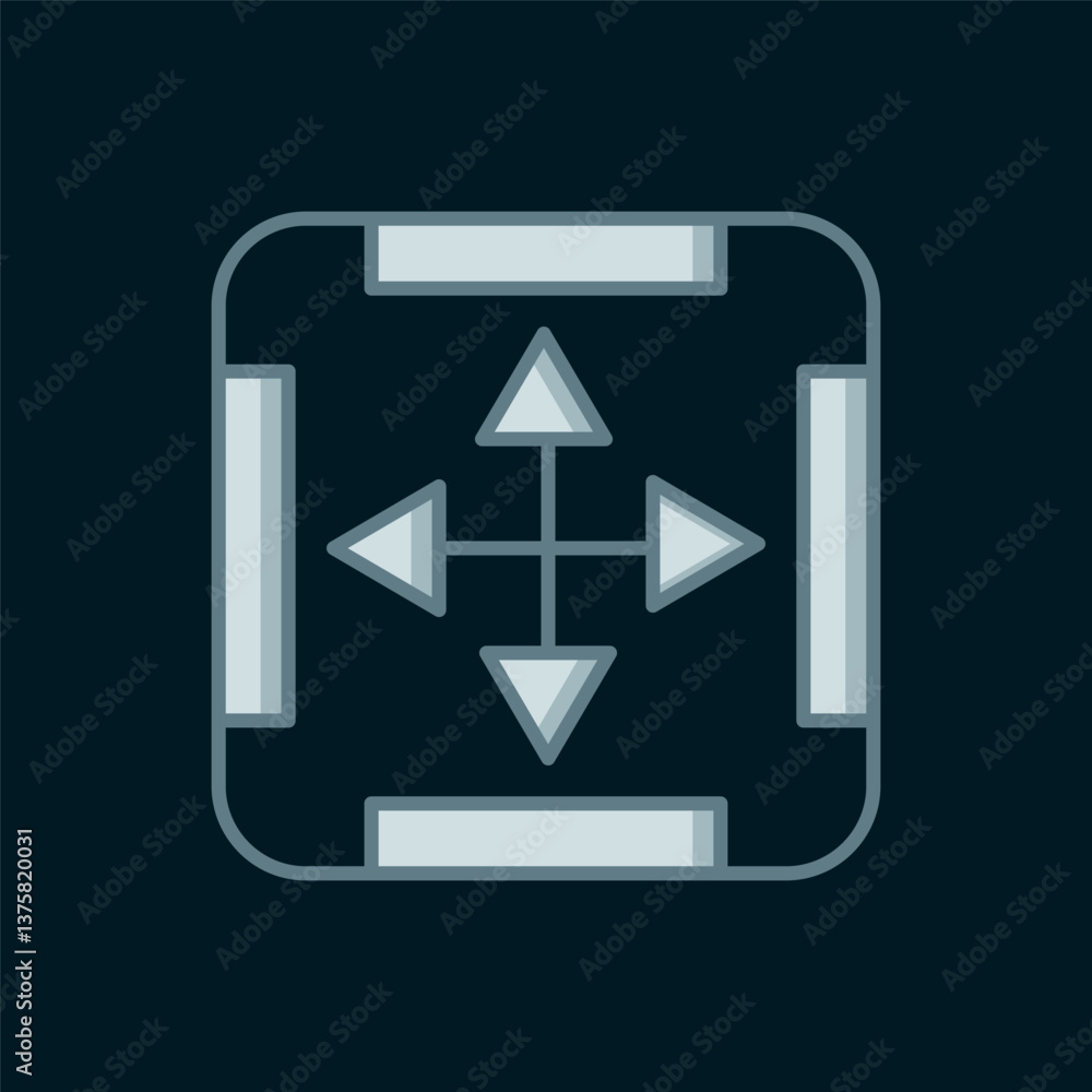 Poster line area measurement icon isolated on black background. flat filled outline style with shadow. vect