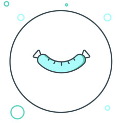 Line Sausage icon isolated on white background. Grilled sausage and aroma sign. Colorful outline concept. Vector