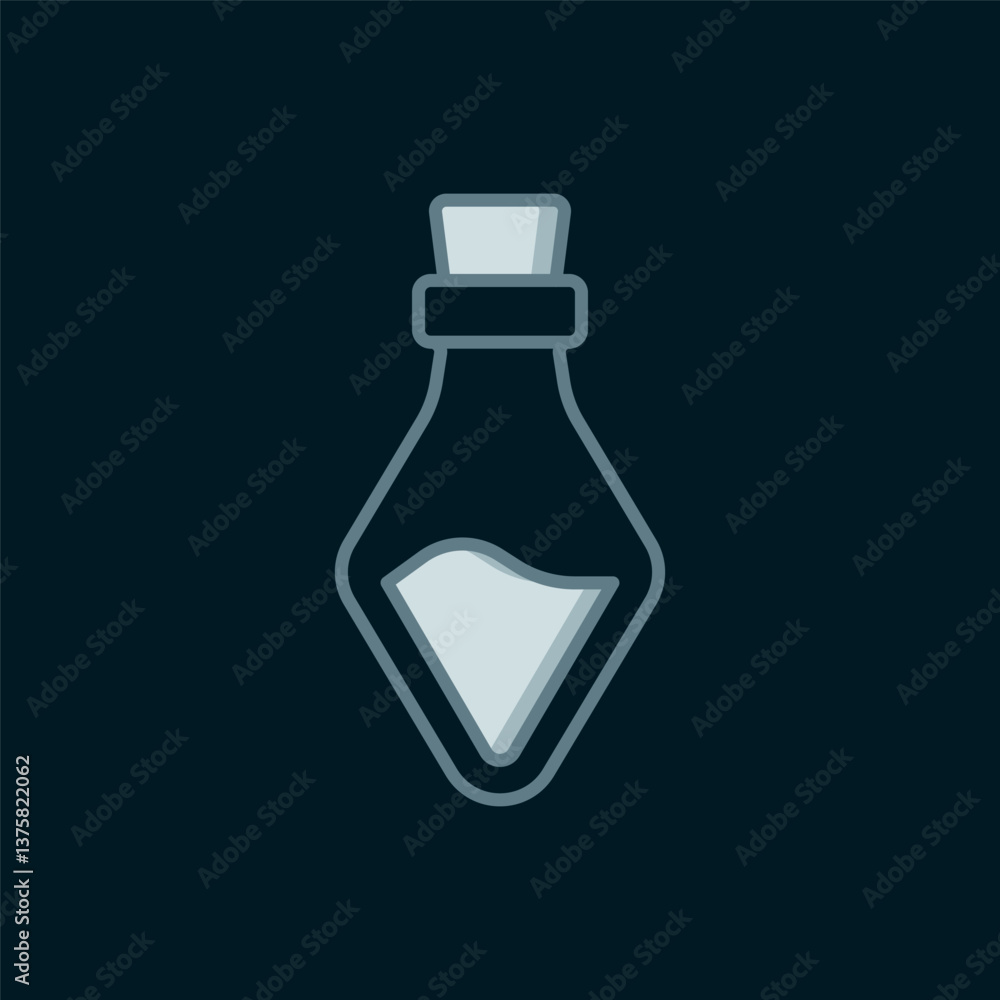 Poster line bottle with potion icon isolated on black background. flask with magic potion. happy halloween 