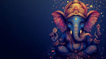 Minimalistic Ganesha design with festive borders and open space for creative expression during celebrations