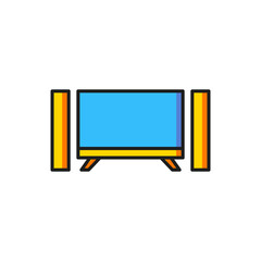 Color Smart Tv icon isolated on white background. Television sign. Flat filled outline style with shadow. Vector