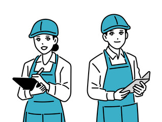 カフェ・飲食店　エプロン姿の店員の立ち姿