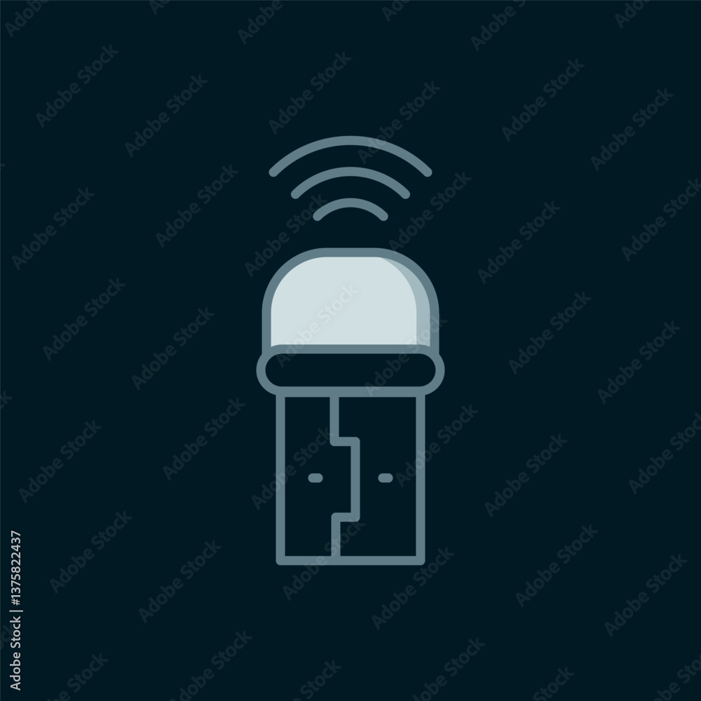 Poster line usb wireless adapter icon isolated on black background. flat filled outline style with shadow. 