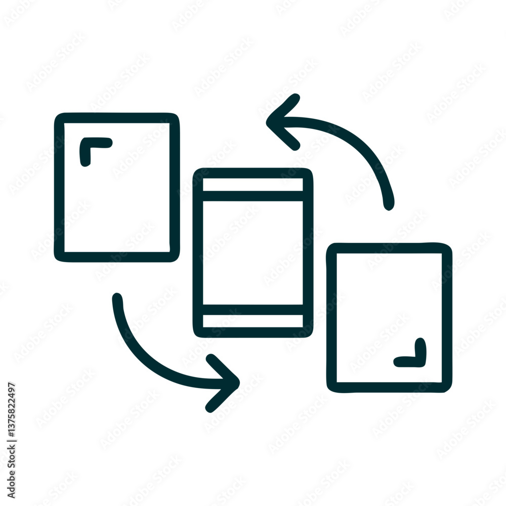 Poster document exchange process with book icons and arrows