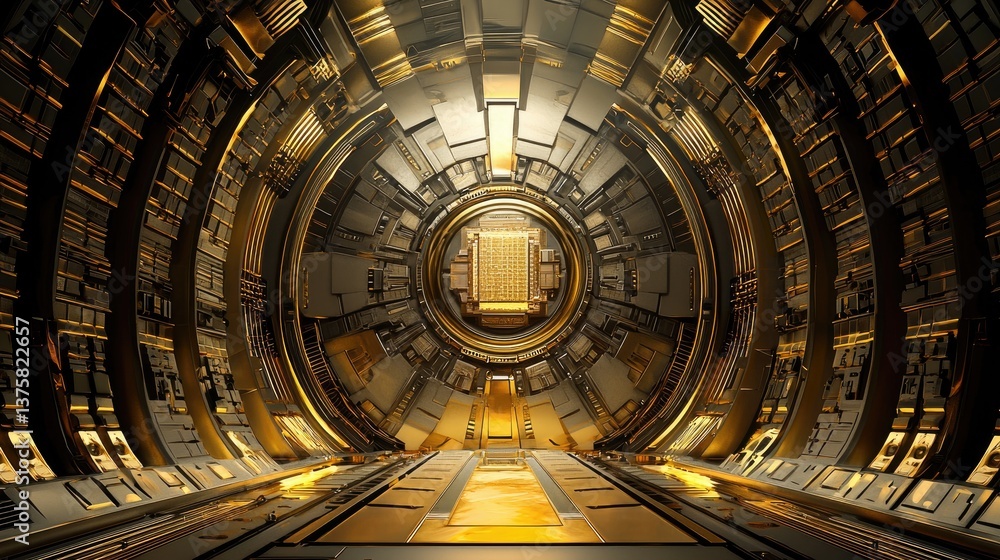 Aufkleber advanced ai processor in the center of an illuminated futuristic motherboard
