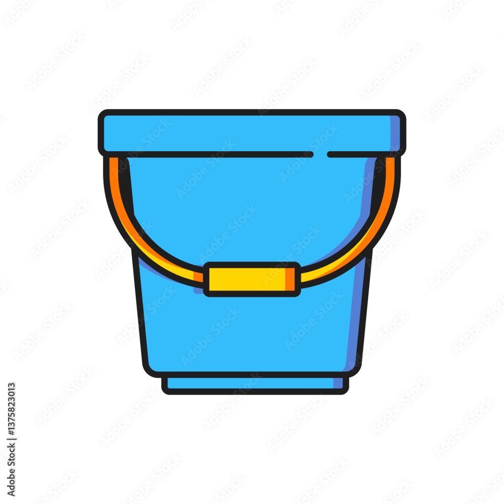 Poster color bucket icon isolated on white background. flat filled outline style with shadow. vector