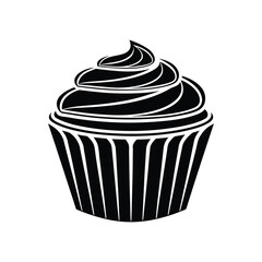 vector illustration of a cupcake, isolated on a white background