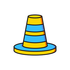 Color Traffic cone icon isolated on white background. Flat filled outline style with shadow. Vector