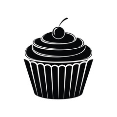 vector illustration of a cupcake, isolated on a white background