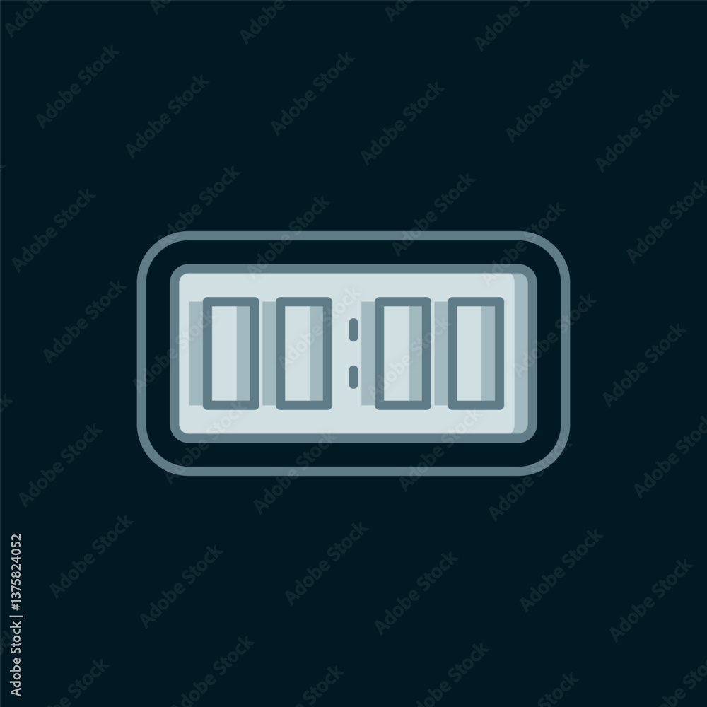 Poster line digital alarm clock icon isolated on black background. electronic watch alarm clock. time icon.