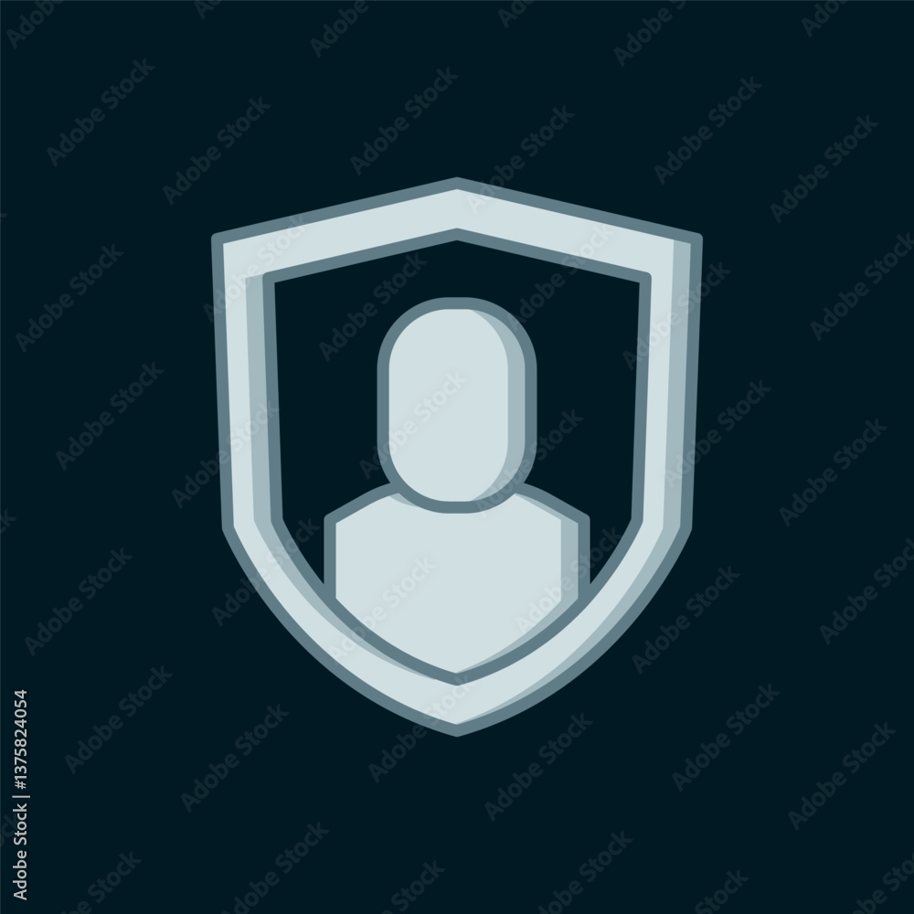 Poster line user protection icon isolated on black background. secure user login, password protected, perso