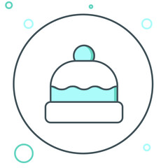 Line Beanie hat icon isolated on white background. Colorful outline concept. Vector