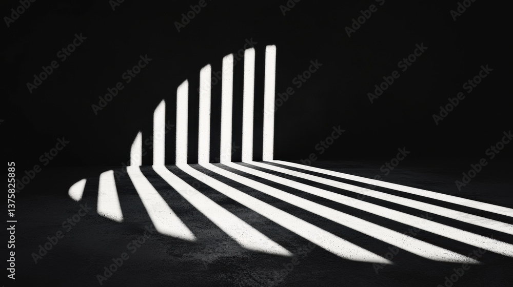 Aufkleber shadow stretching across floor, creating striking pattern of light and dark in minimalist space. con