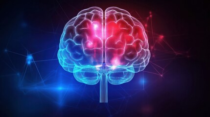 Abstract Glowing Human Brain Neural Network Digital Illustration