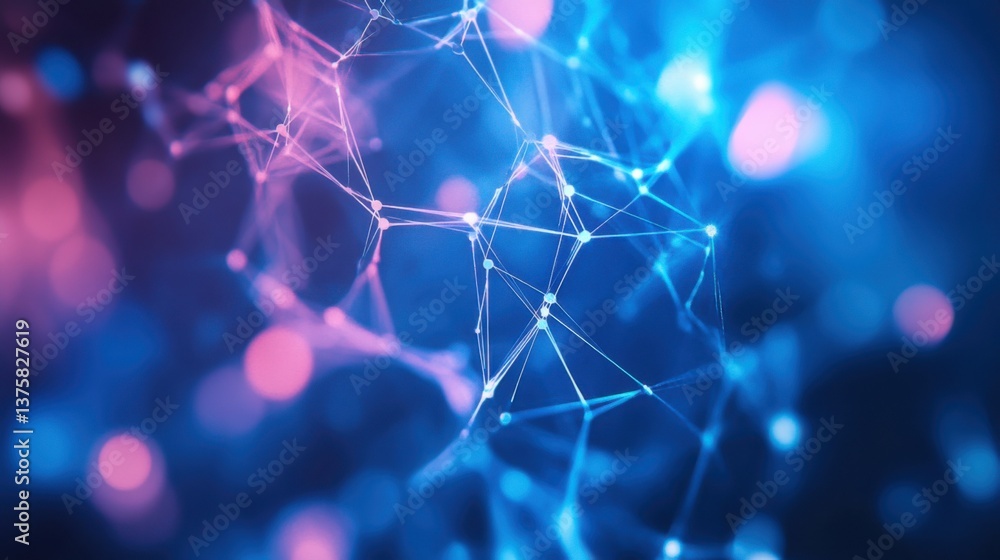Poster abstract representation of interconnected nodes and pathways illustrating data connections in a digi