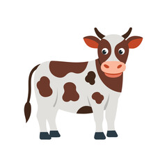 funny cow cartoon on white background