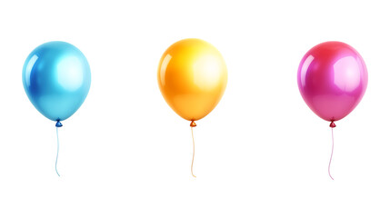 Balloons Set of Four Different Poses on Transparent Background for Party Decor, Event Marketing, or Celebration Branding
