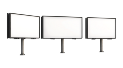 Billboard Set of Three Different Poses on Transparent Background for Advertising, Marketing, or Event Promotion