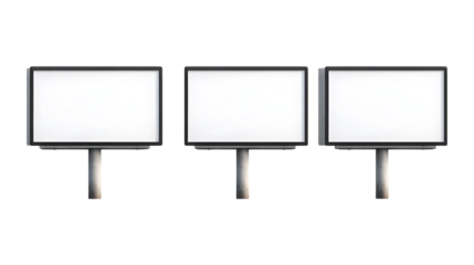 Billboard Set of Three Different Poses on Transparent Background for Advertising, Marketing, or Event Promotion