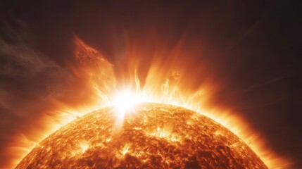 Solar Flare Spectacle: Witness the raw power and fiery majesty of a massive solar flare erupting from the sun's surface, a breathtaking display of cosmic energy and celestial grandeur.