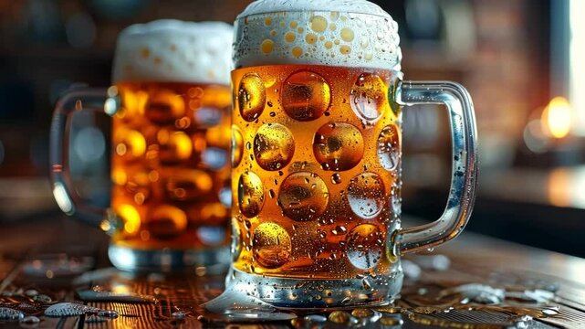 National Drink Beer Day frothy beer mugs, September 28th