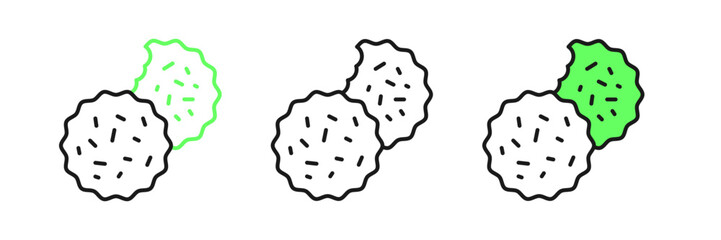 Set line Cookie or biscuit with chocolate icon isolated on white background. Vector
