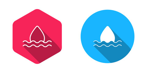 Filled and outline Water drop icon isolated with long shadow background. Vector