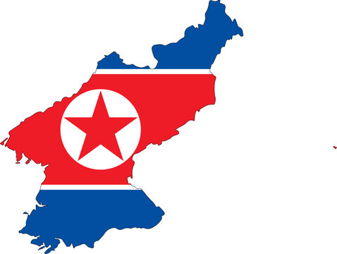 North Korea flag on the map illustration vector with transparent