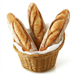 Three long baguettes were placed in the basket