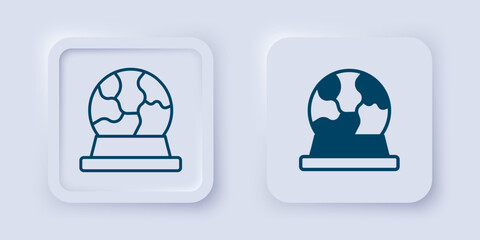 Filled and outline Magic ball icon isolated on grey background. Crystal ball. Square button. Vector