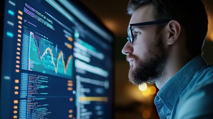 Thoughtful Software Engineer Analyzing Data in Startup Environment