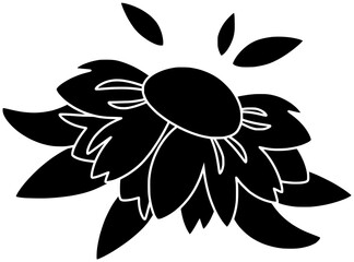 Fototapeta premium leaf illustration sunflower silhouette flower logo nature icon plant outline floral summer yellow blossom bright sun garden natural decoration shape for vector graphic background
